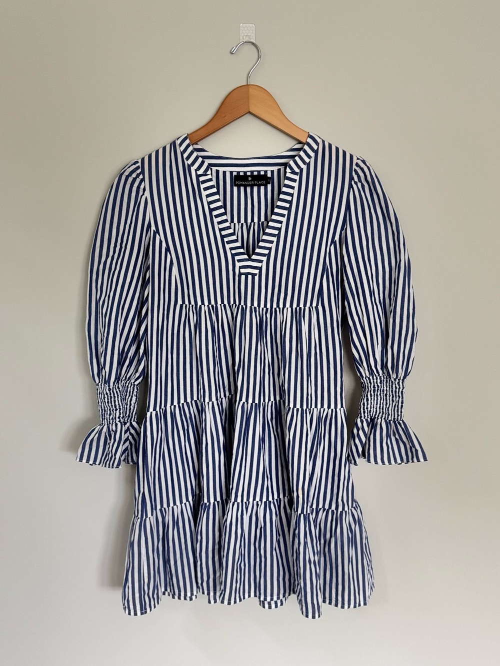 Pomander Place Blue and White Stripe Cotton Poplin Kenzo Dress